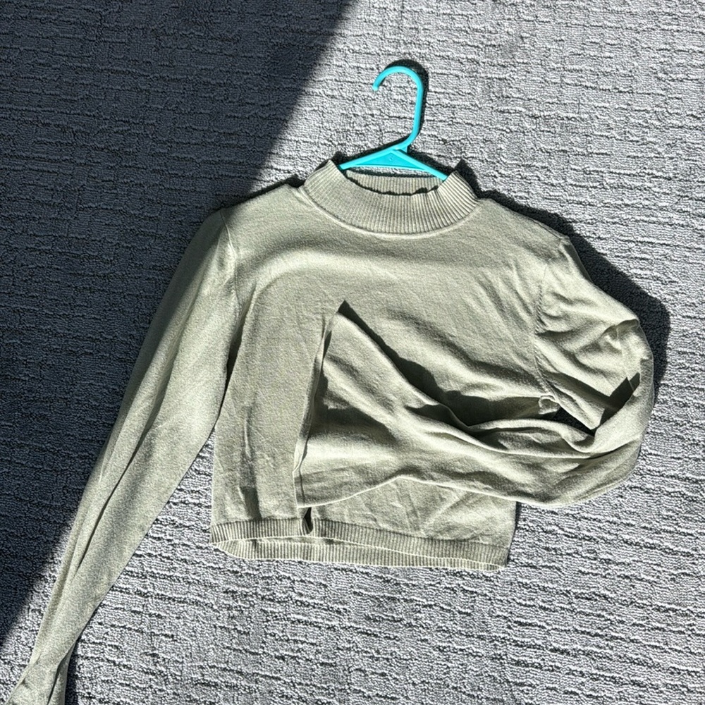 Mint, green wild honey long sleeve cropped sweater